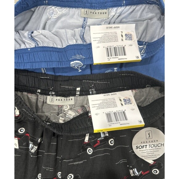 PGA Tour Men’s Sleep Pants Two-Pack Pajama Soft Touch Lounge Black -Blue Print M - Picture 5 of 7